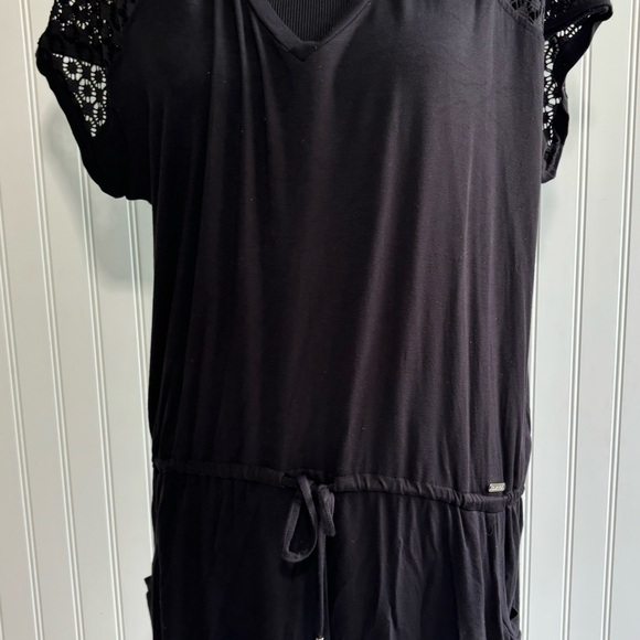 Calvin Klein Swimwear Crochet-Shoulder Tunic Cover Up Women's L/XL Black Dress - Picture 6 of 16